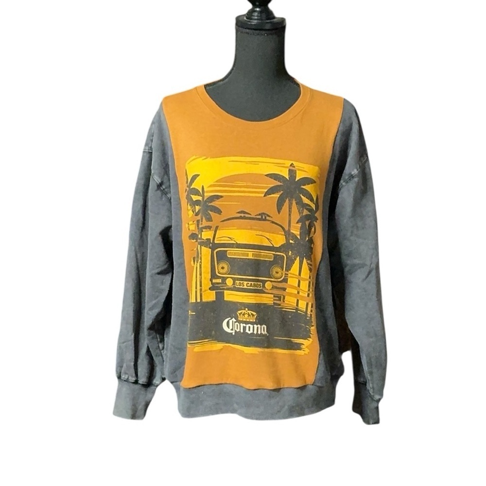 Corona Beer Upcycled Shirt Sweatshirt Grunge Beach Festival - Picture 2 of 6
